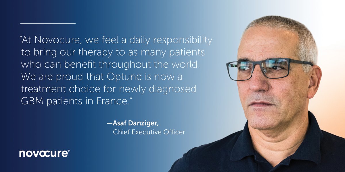 Today, we announced the reimbursement of Optune® together with temozolomide for the treatment of adult patients with newly diagnosed glioblastoma in France. novocure.com/novocure-annou… #GBM #glioblastoma #France