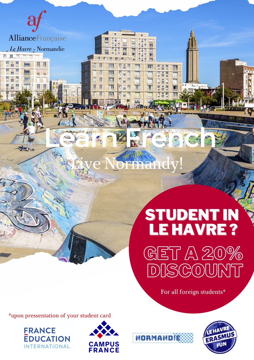 Foreign student in Le Havre? Register now and get instant discount! #fle #learnfrench #learnfrench in #normandy #lehavre