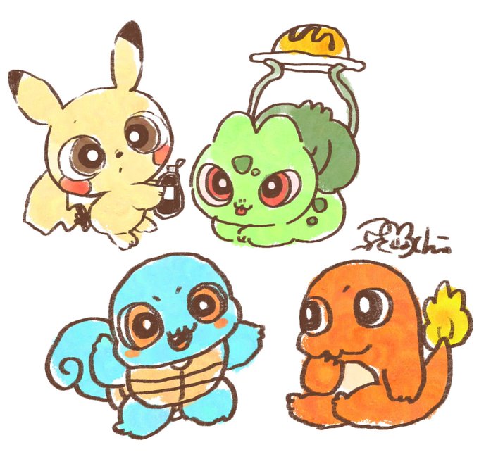 フシギダネ ,ヒトカゲ ,ピカチュウ ,ゼニガメ 「ちむぽけ