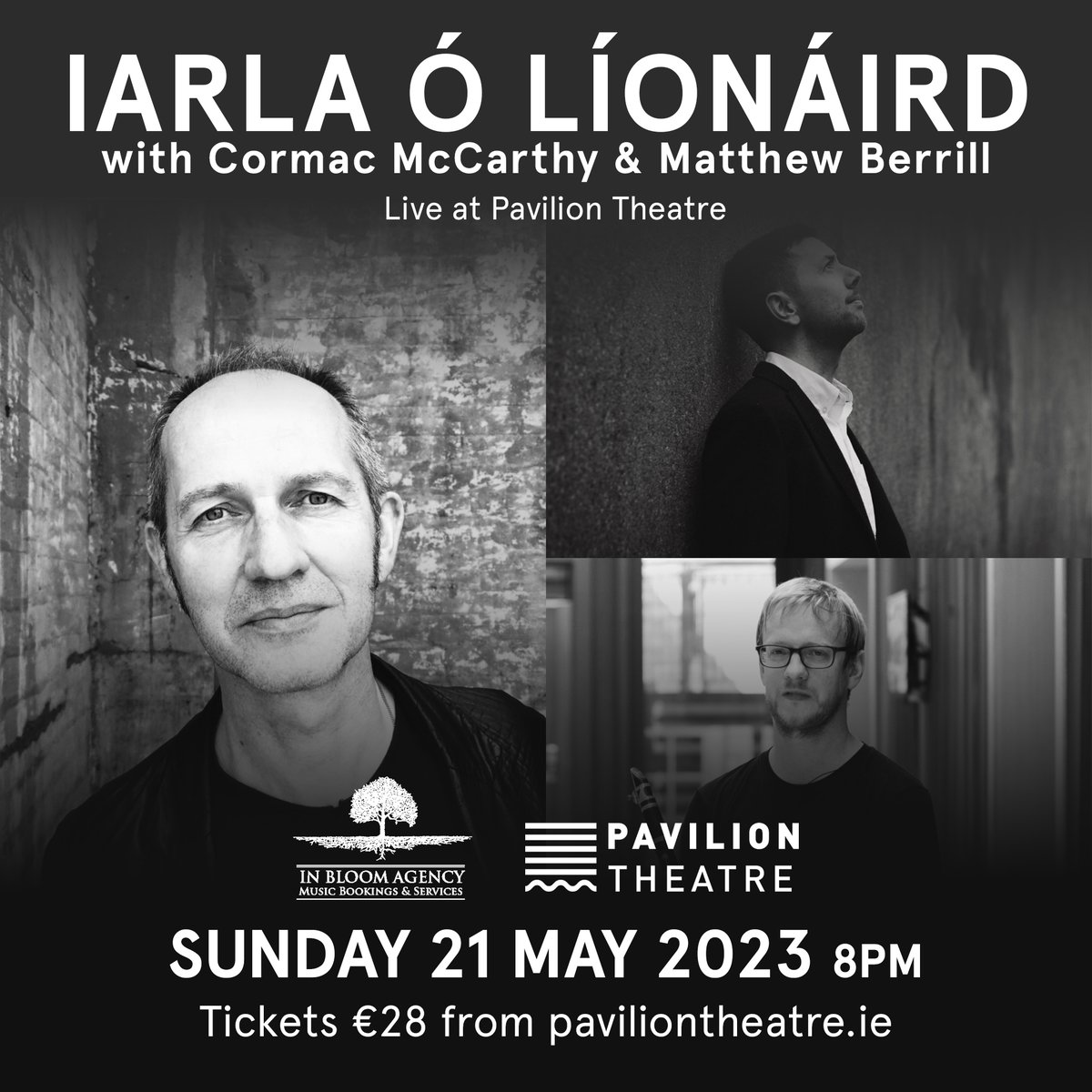 Iarla Ó Lionáird with Cormac McCarthy and Matthew play live @PavilionTheatre Dún Laoghaire on Sunday May 21st. Tickets: paviliontheatre.ie/events/view/ia… linktr.ee/artistsinbloom @iarlavox @cormagiomusic