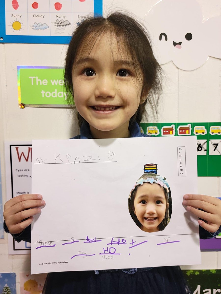 ProjectBeforeGF's tweet image. These preschoolers LOVED the book “There is a Bird on Your Head!” They extended the story and told their friends what was on their heads! Then they took turns rolling dice and walking with a birds nest on their heads!