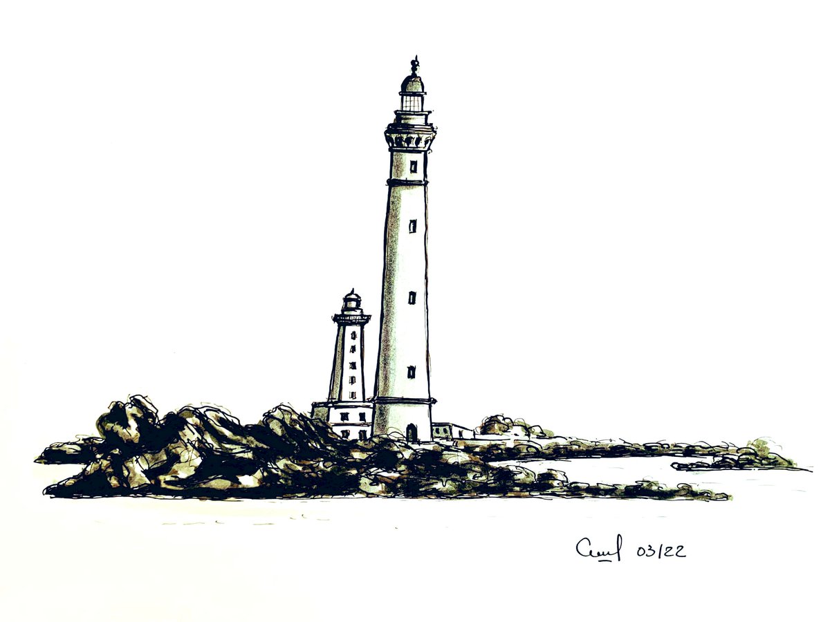 Phare de l’île Vierge, Finistère 
#phare #lighthouse #ilevierge #Bretagne #finistere #dessin #drawing il y a un an