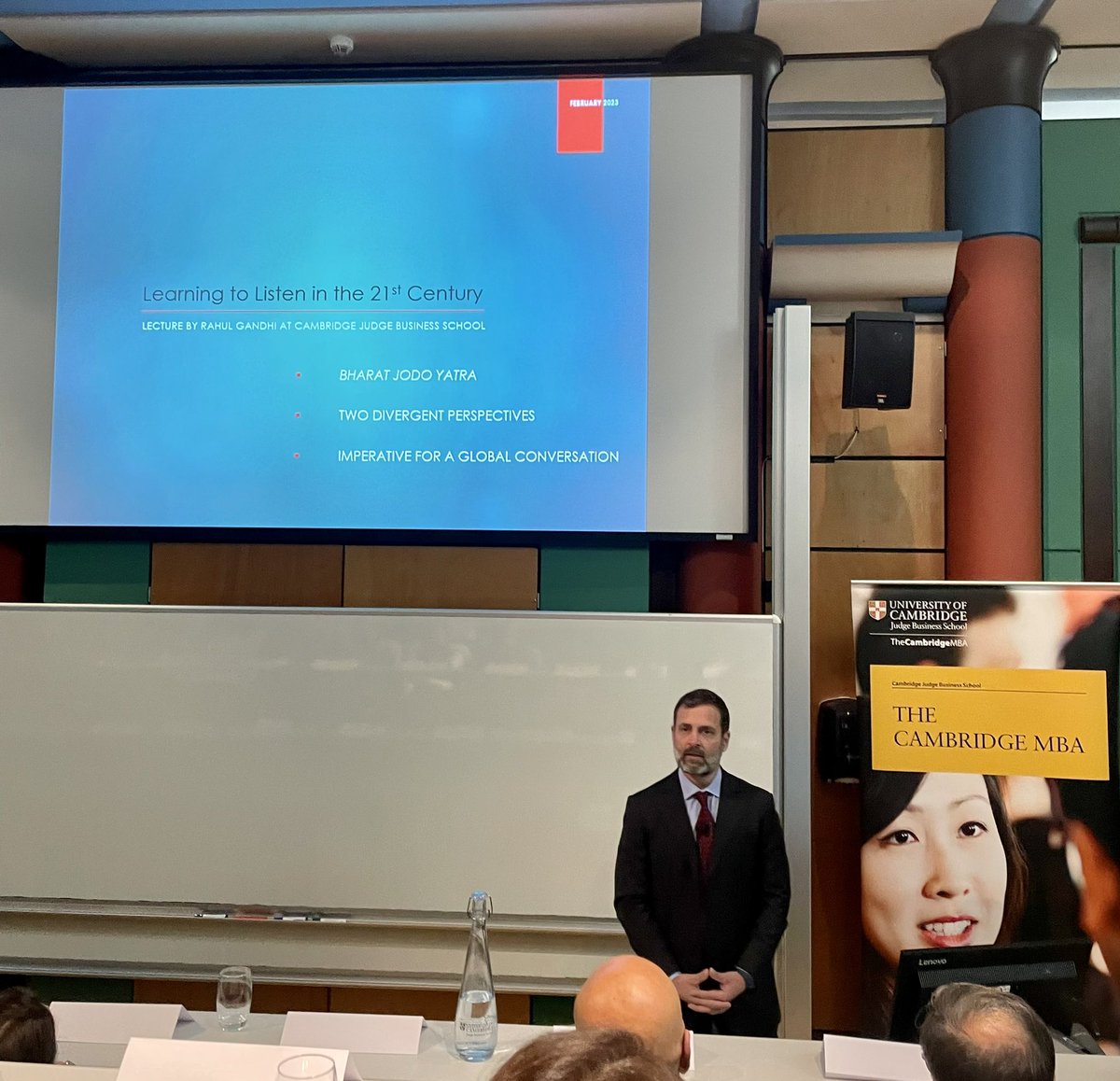hassanbinaslam's tweet photo. Had a fascinating discussion with @RahulGandhi at @CambridgeJBS . It’s always great to see leaders evolve and grow, but I must say, #RahulGandhi looked quite dapper with his new look last night. It’s refreshing to see him continue to bring his best self forward.

@Cambridge_Uni https://t.co/E1vf7Dp3Ft