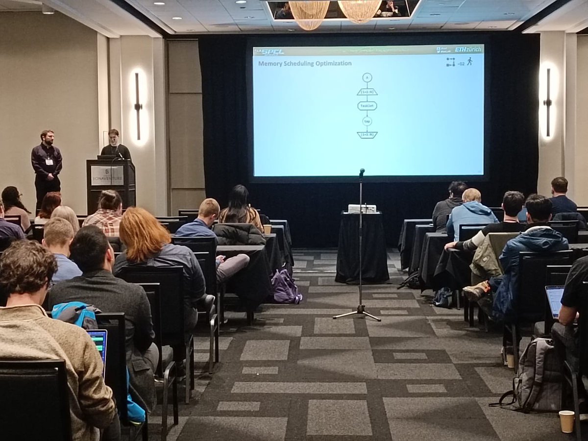 SPCL@ETH (@spcl_eth) on Twitter photo Today at CGO'23, <a href="/tbennun/">Tal Ben-Nun</a> and Berke Ates presented our paper on bringing data-centric optimizations into the standard compiler pipeline with #DaCe and #MLIR.
Check out the paper! 👇
spcl.inf.ethz.ch/Publications/i… Today at CGO'23, <a href="/tbennun/">Tal Ben-Nun</a> and Berke Ates presented our paper on bringing data-centric optimizations into the standard compiler pipeline with #DaCe and #MLIR.
Check out the paper! 👇
spcl.inf.ethz.ch/Publications/i…