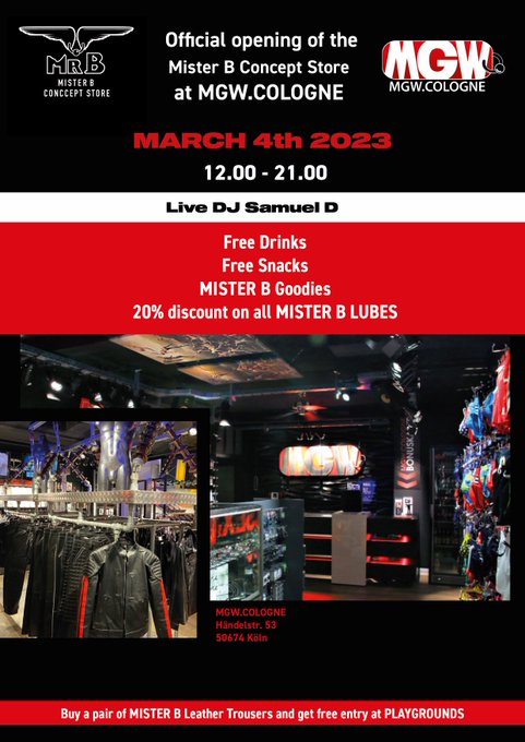 ?Official opening of the Mister B concept store at https://t.co/a3rDSL9juU.

March 4th, 12:00-21:00.