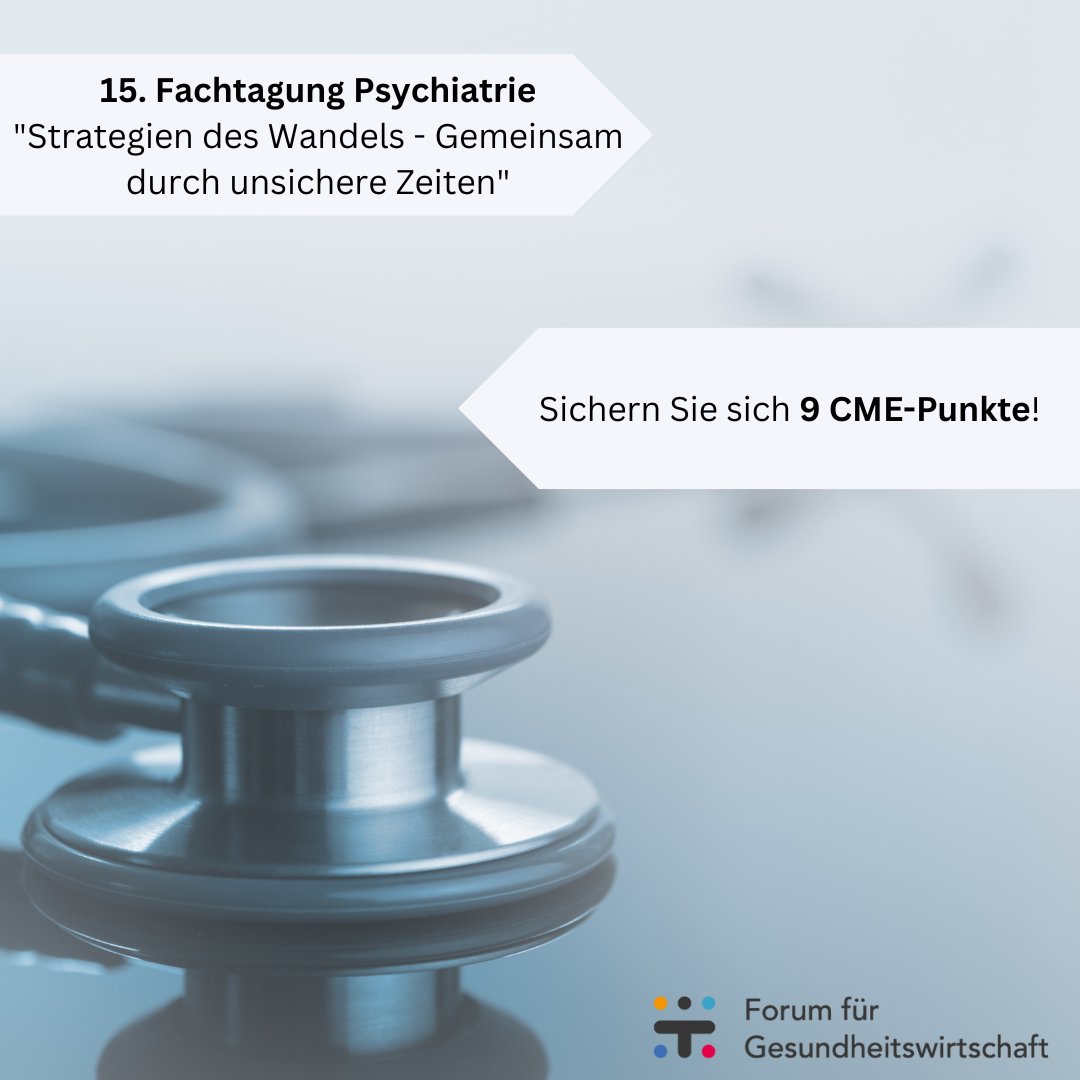 Kind reminder: Dieses Jahr schon CME-Punkte gesammelt?

Nein? Bei der 15. Fachtagung Psychiatrie haben Sie nun die Möglichkeit dazu!

Melden Sie sich jetzt hier zur Fachtagung an: forum-fuer-gesundheitswirtschaft.org/product/15-fac…
