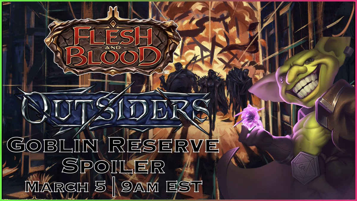 GoblinReserve's tweet photo. We have a video unboxing and reacting to our spoiler. It releases tomorrow on YouTube. In the meantime here’s this!
#FaBOutsiders #FabSpoiler #FabPreview #fabtcg #fleshandblood https://t.co/bG7uFUzakj