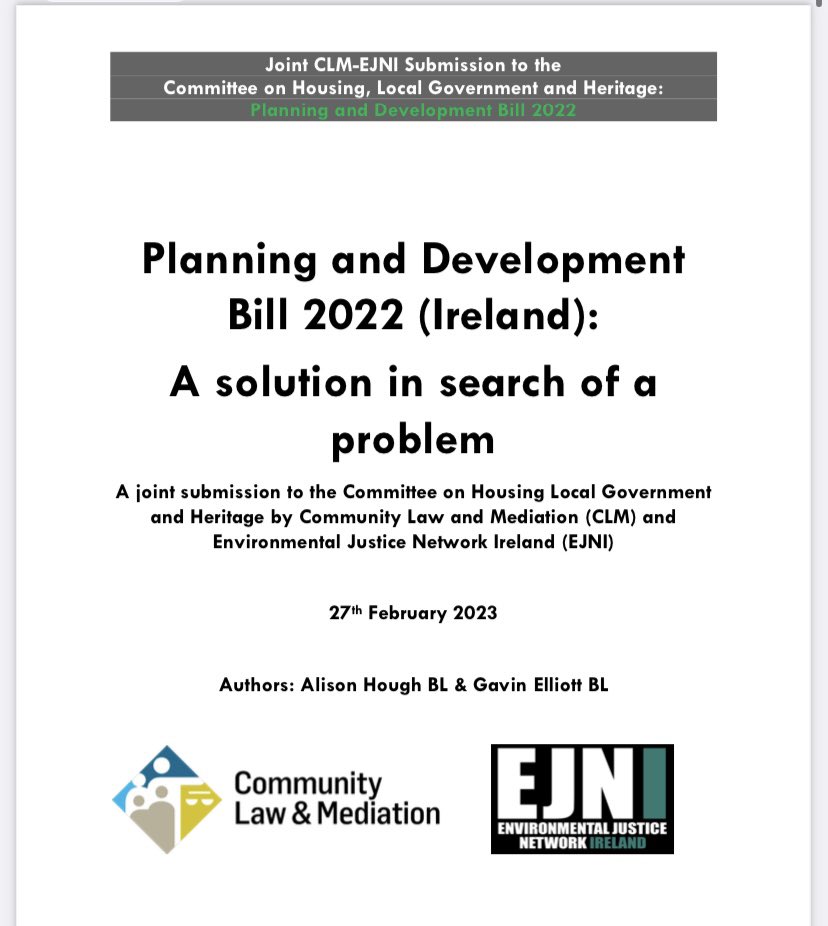 Read our joint submission with <a href="/CLMirl/">Community Law & Mediation (CLM)</a> to the Oireachtas Committee on Housing highlighting the lack of public consultation on the #PlanningBill2022 

 ejni.net/wp-content/upl…

:🧵 ⬇️