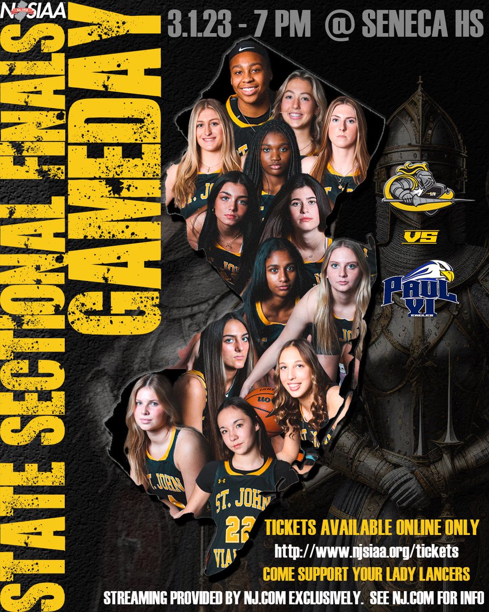 SJV Lady Lancers Basketball (@sjvladylancers) on Twitter photo GAMEDAY! Come support the Lady Lancers as they take on Paul VI in the State Sectional Finals tonight 3/1 - 7 pm @ Seneca HS. Streaming by NJ.com exclusively (see site for info). Buy tix online only @ njsiaa.org/tickets <a href="/sjvcoach/">Dawn Karpell</a> <a href="/SJVHS_Athletics/">Pat Smith</a> <a href="/SJVHS/">Saint John Vianney High School</a> GAMEDAY! Come support the Lady Lancers as they take on Paul VI in the State Sectional Finals tonight 3/1 - 7 pm @ Seneca HS. Streaming by NJ.com exclusively (see site for info). Buy tix online only @ njsiaa.org/tickets <a href="/sjvcoach/">Dawn Karpell</a> <a href="/SJVHS_Athletics/">Pat Smith</a> <a href="/SJVHS/">Saint John Vianney High School</a>