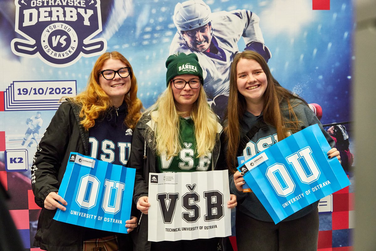 VŠB – Technická univerzita Ostrava (@vsbtuo) on Twitter photo I my, stejně jako všichni studenti v Ostravě, milujeme atmosféru Ostravského hokejového derby 😍 Máme ovšem rádi i atmosféru na zápasech, které odehrajeme jako jeden tým, a to <a href="/BoOstrava/">BO OSTRAVA VÍTKOVICE STEEL</a>. Nenechte si to dneska ujít, bude to stát za to! #ostravaspolecne
<a href="/Ostravska_Uni/">Ostravská univerzita</a> I my, stejně jako všichni studenti v Ostravě, milujeme atmosféru Ostravského hokejového derby 😍 Máme ovšem rádi i atmosféru na zápasech, které odehrajeme jako jeden tým, a to <a href="/BoOstrava/">BO OSTRAVA VÍTKOVICE STEEL</a>. Nenechte si to dneska ujít, bude to stát za to! #ostravaspolecne
<a href="/Ostravska_Uni/">Ostravská univerzita</a>