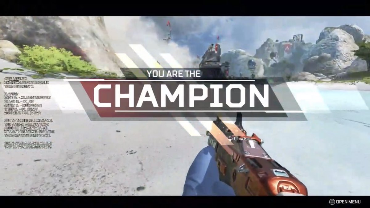 Yesterday our Apex Legends team competed in the first round of the Oklahoma Esports League state playoff tournament. Three games were played and out of the 11 teams in our group we placed 4th, 5th, then 🏆 1st, allowing us advance to winners round 2! That match will be 3/28.