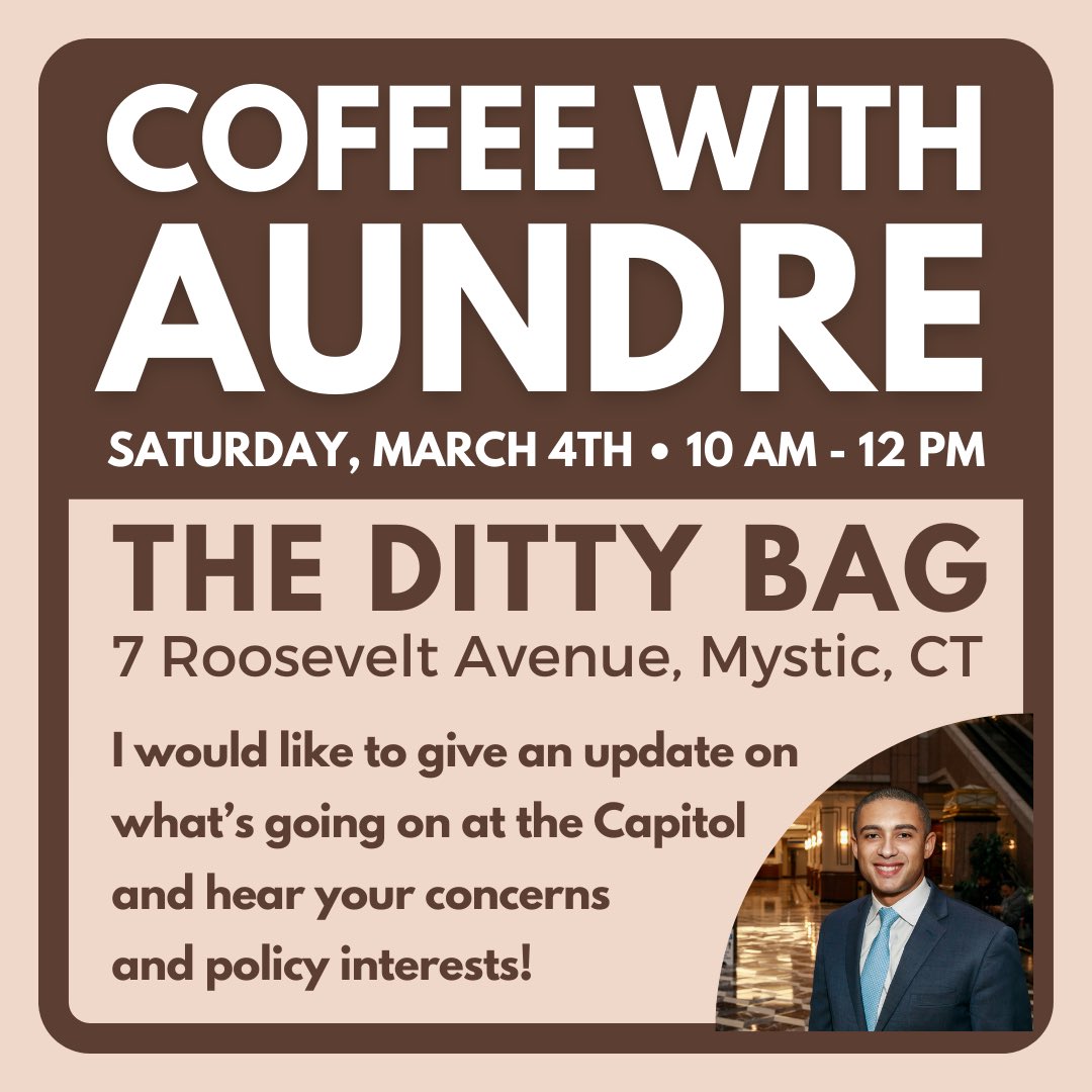 Please join us this Saturday at the Ditty Bag in Mystic!

I will give an update on what’s going on at the Capitol and hear your concerns!