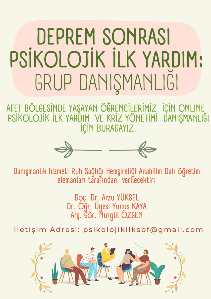 asusbf's tweet image. Fakültemiz Psikiyatri Hemşireliği ABD olarak afete yönelik danışmanlık hizmeti verilecektir. Katılmak isteyen öğrencilerimizin aşağıdaki linke tıklayarak gerekli bilgileri girmesi gerekmektedir. 
docs.google.com/forms/d/e/1FAI… 
@aksarayedutr @ProfYusufSahin