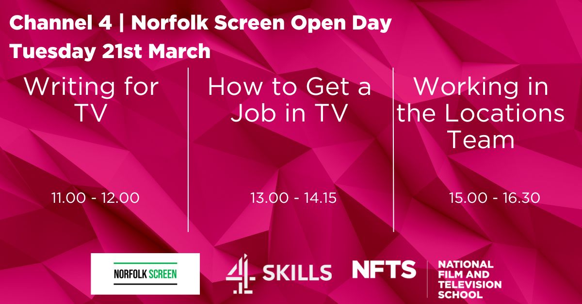 🚨Free #online training!🚨

<a href="/Channel4/">Channel 4</a> has partnered with <a href="/NFTSFilmTV/">National Film and Television School</a> &amp; <a href="/norfolkscreen/">Norfolk Screen</a> to offer free virtual sessions for people in east of England.

🌟How to get a job in TV🌟Writing for TV🌟Working in the Location Team
Read more &amp; book today!
bit.ly/3J2eVGy