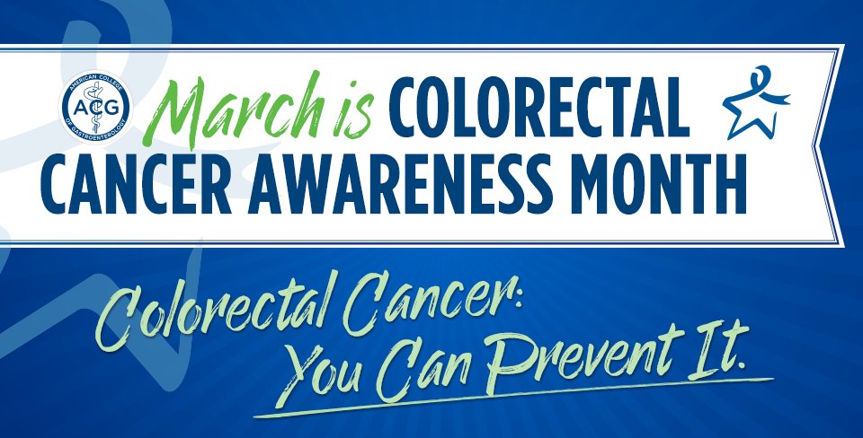 March is #ColorectalCancerAwarenessMonth!

Talk to your doctor about #ColorectalCancerScreening

Screening can find &amp; remove precancerous colon #polyps before they become colorectal cancer

Average-risk adults start screening at age 45
#45isTheNew50

gi.org/coloncancer