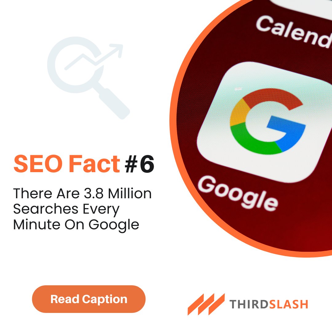 ThirdSlash's tweet image. Google receives a staggering 3.8 million searches each minute from users. Nothing compares to Google in terms of its ability to help a website become successful. Regardless of all the trends that online marketing experiences, Google seems like it is here to stay.

Google SEO has