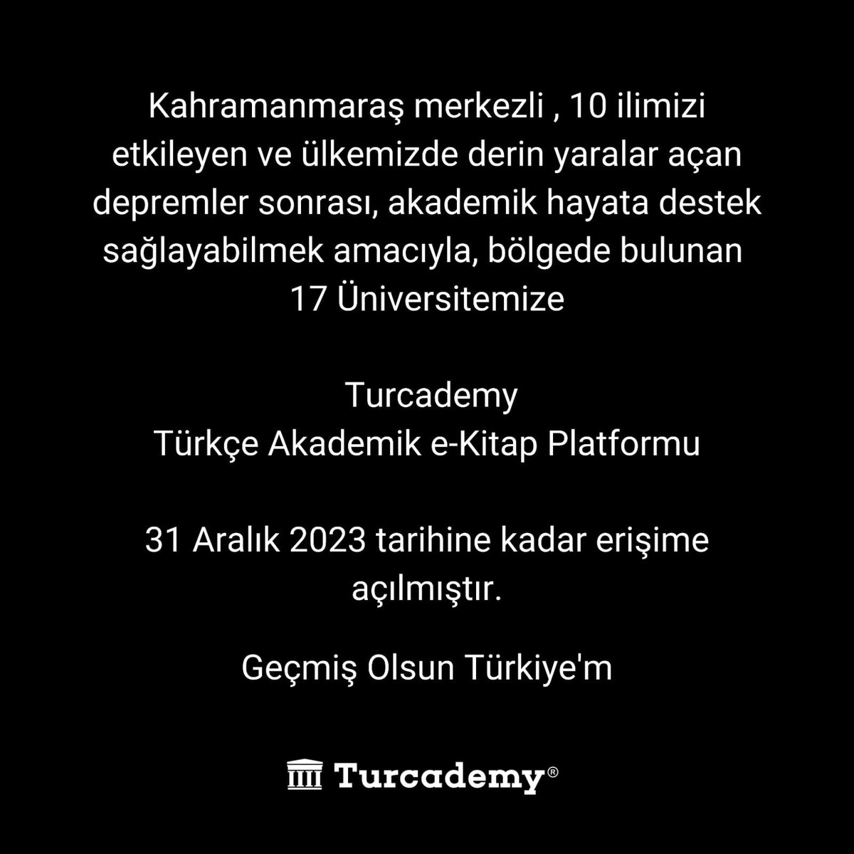 Geçmiş olsun Türkiye'm!
.
.
.

Turcademy Türkçe Akademik e-Kitap Platformu'na turcademy.com adresi üzerinden erişebilirsiniz.
