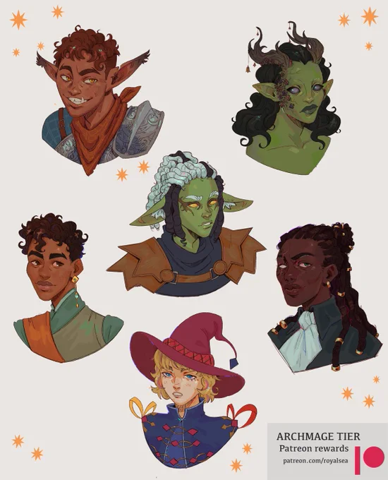 I have 1 slot to the Archmage tier free! That means I get to draw a character of your choice monthly  