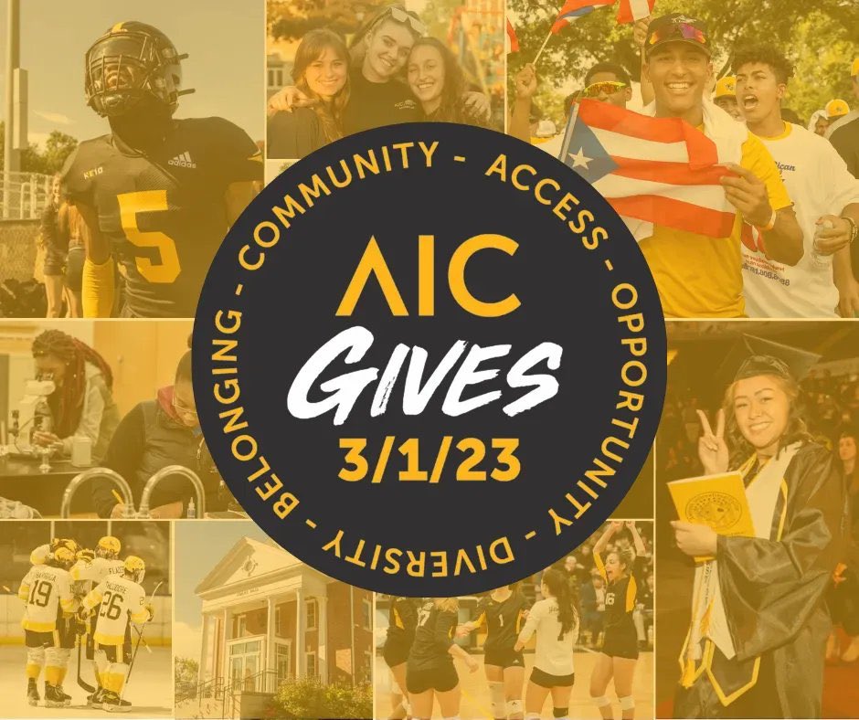 Rise and shine! It’s March 1st! AIC Gives is underway! 🐝🤩 

Check out givingday.aic.edu for more information! 

#AICommitted #OneHiveOneFamily #AICGives