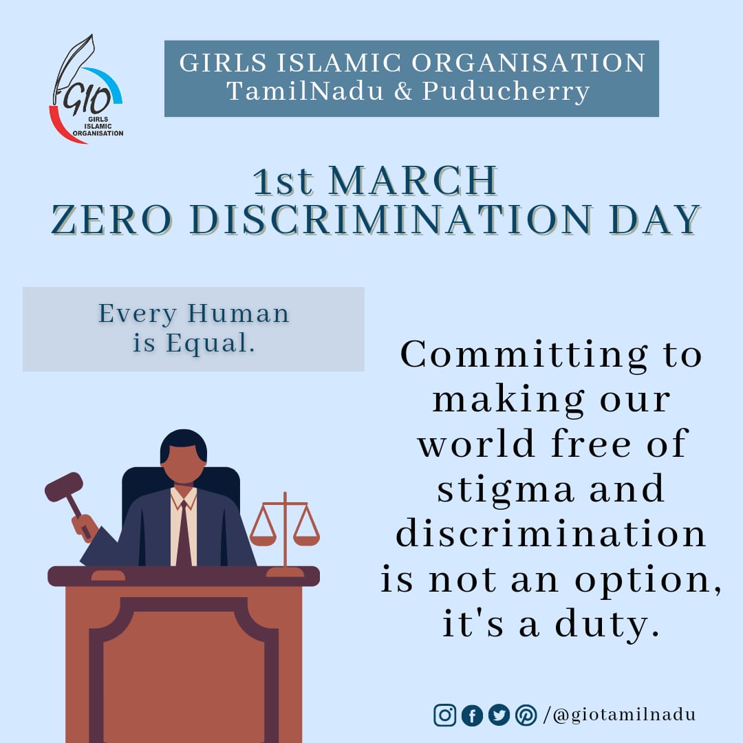 Zero Discrimination Day

#zerodiscrimination
#Islam
#saynotodiscrimination
#Allhumansare_equal