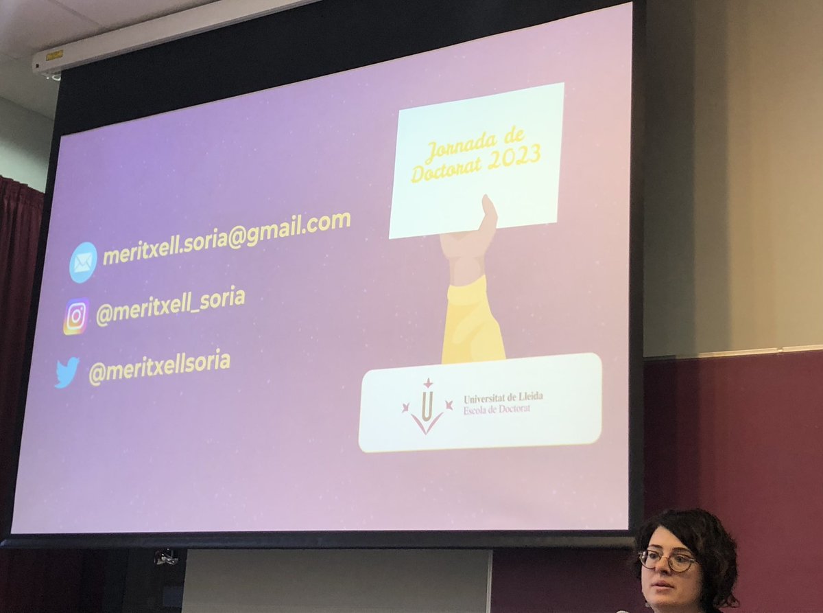 #JornadadeDoctorat <a href="/JaumePuy/">Jaume Puy</a> @AngelsBalsellsBailon Jornada de Doctorat 2023 de l’Escola de Doctorat de l’Universitat de Lleida. Divulgació científica a les xarxes sociales per <a href="/meritxellsoria/">Meritxell Soria Yenez</a> #USLleida #USLAltPA #salutlaboralCAT