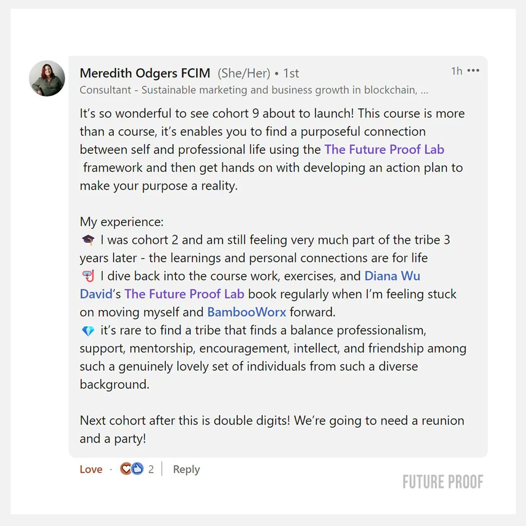 dianawudavid's tweet photo. For those needing some #accountability and #direction, we're excited to launch Cohort 9 of the Future Proof #course next week.
https://t.co/6MIkrNR0xj
Follow us to find out more
https://t.co/Ucfc5DuKNv
#FutureProofCourse
#FutureProofLab
#FutureOfWork
#Community
#Tribe https://t.co/0sRqWuOChG