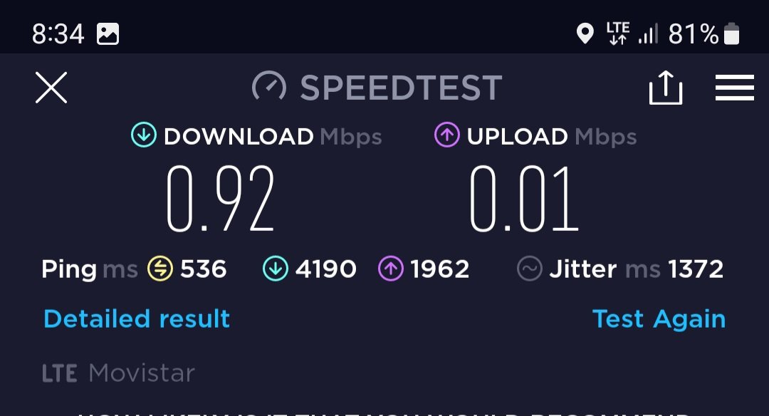 JorgeFx7's tweet photo. Pesimo servicio de datos en anzoategui, lecheria. @MovistarVe https://t.co/mJ9YdR7usc