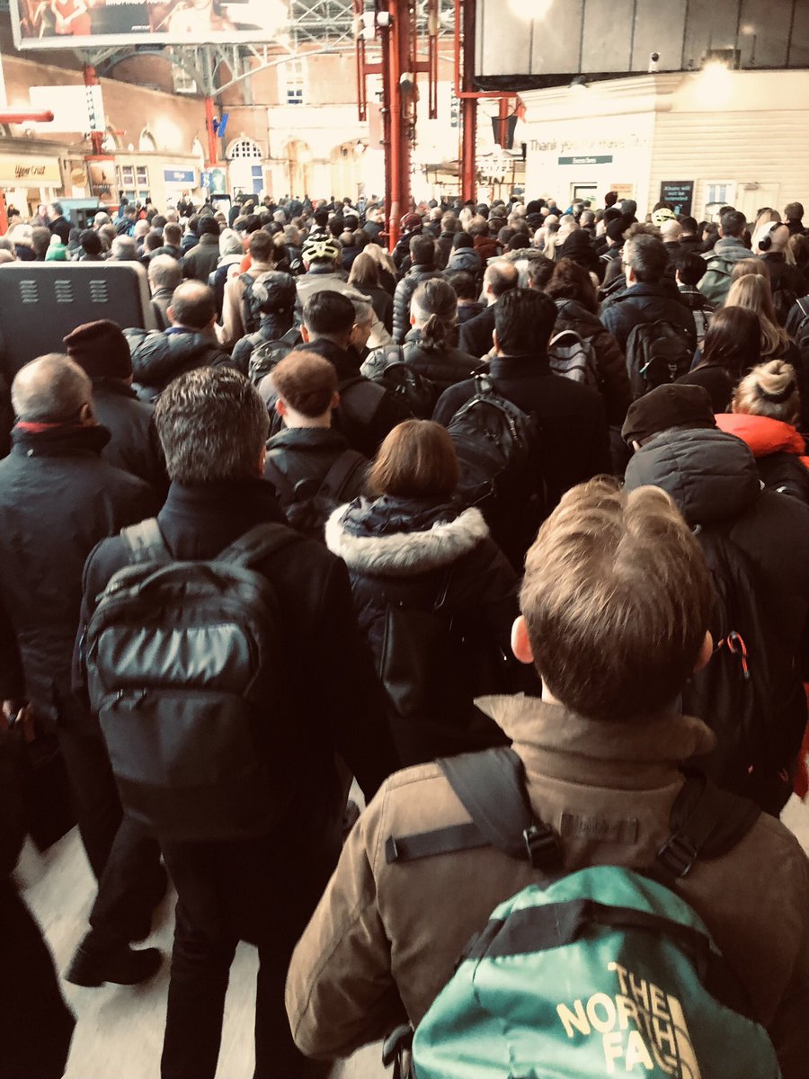 adam_hopkinson's tweet photo. And to think there was once a time when I quite enjoyed a #commute . delayed trains, no seats broken gates and elbows everywhere https://t.co/0TPxSCH0V2