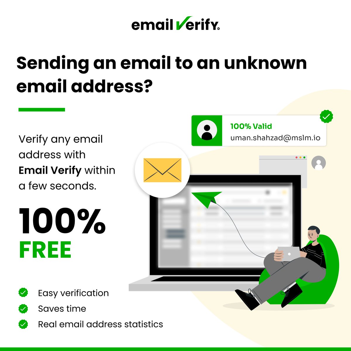 memailv's tweet photo. Here's an easy solution in 3 steps:

1) Copy the email address you want to verify
2) Visit the Email Verify ✅ page
3) In just a few seconds, you'll be able to see the results if you paste your email address

#singleverify #bulkverify #emailmarketing #emailverify #mslm https://t.co/oFxr3p6ObI