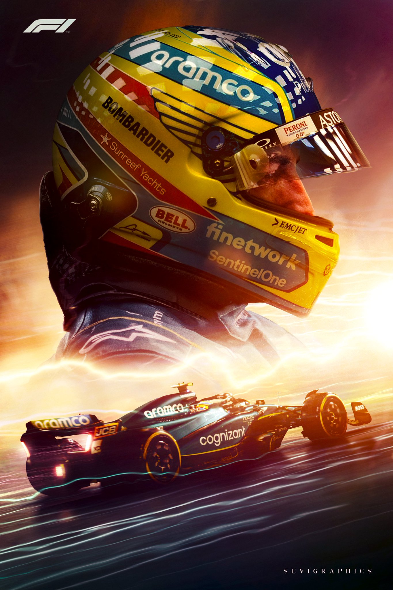 Fernando Alonso, Poster (unframed) 24x36, Aston Martin F1 AMR23, Season  2023