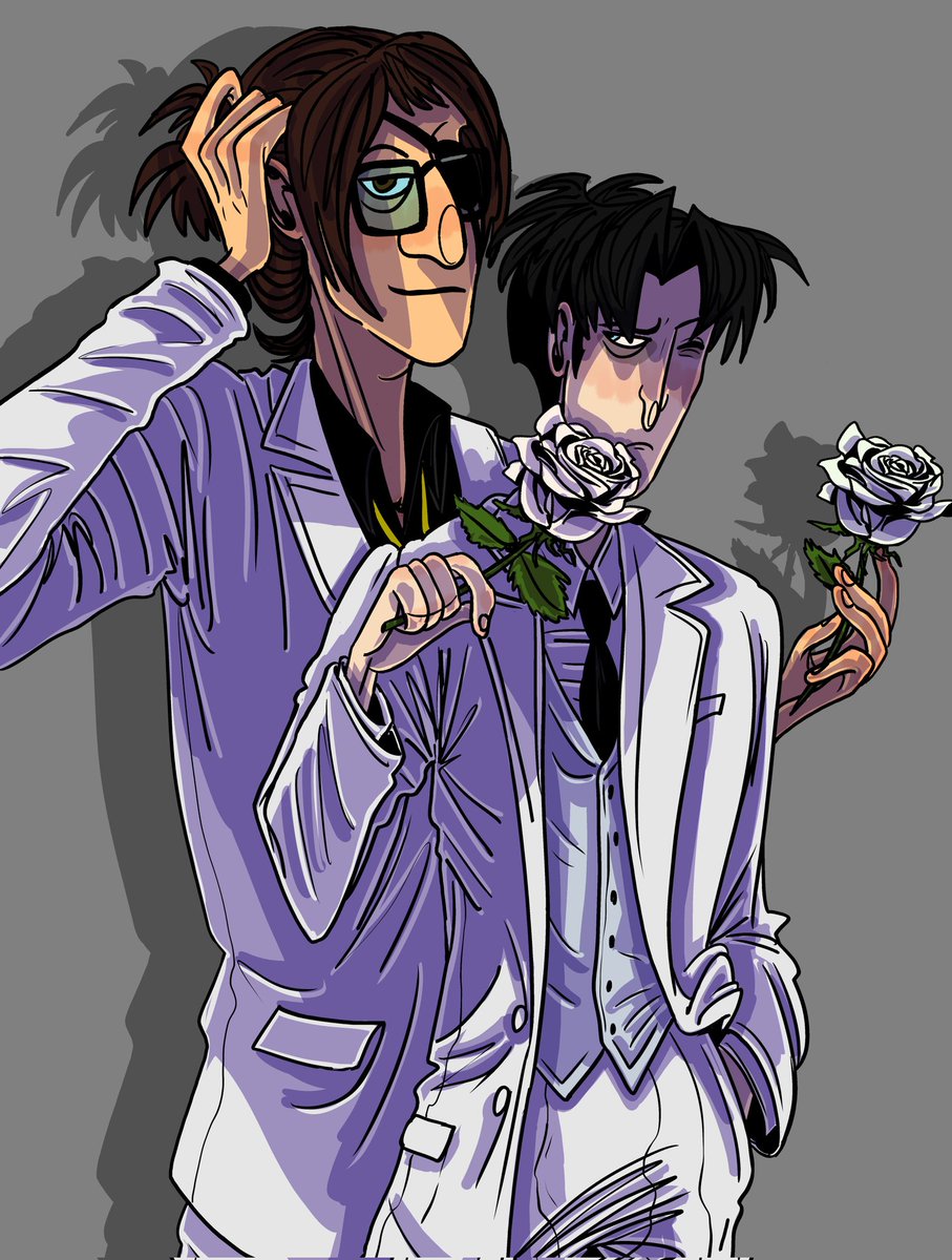 giudrawsstuff's tweet photo. More of the official white suits 🥹
#進撃の巨人 #Levihan #AttackonTitan #myart #officialart #whitesuits #white #roses
(Added the shitty edit I made to see if the poses could work together) https://t.co/LJywlkbdK1