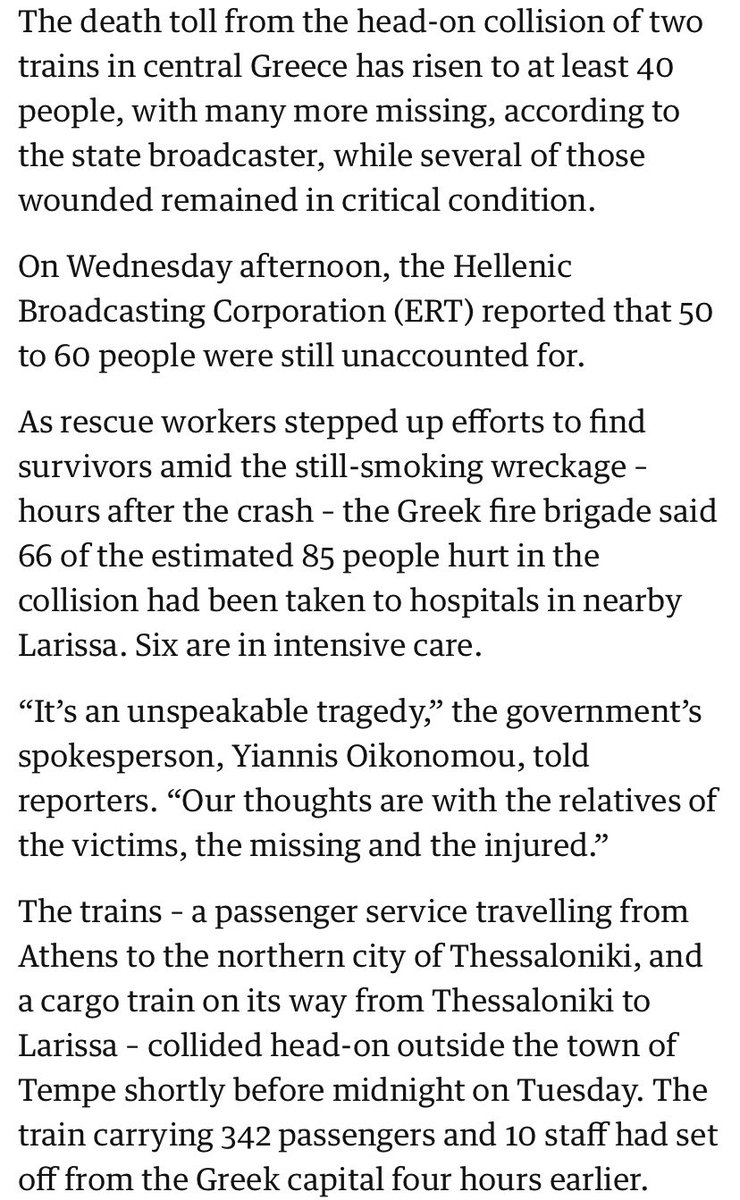 labeauregard's tweet photo. A dark day dawned for Greece after the fatal collision between two trains that claimed the lives of several people. I’ll make a thread with links/ ways you can help. #Greece #Tempi https://t.co/hZSrOCcy3m