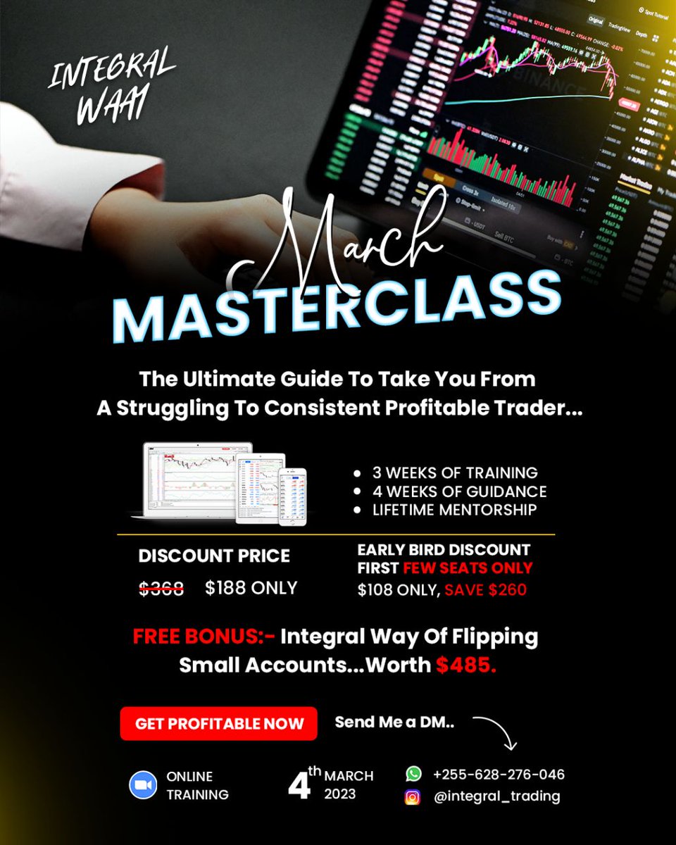 lawcharsfx1's tweet photo. ATTENTION!  ATTENTION! 🚨🚦

Hey Twitter Fam! 

I'm excited to announce that I'll be giving away ONE spot of FREE Training and Mentorship

One lucky Follower will join MARCH MASTERCLASS worth 368$

Seven Weeks of Training and Mentorship starting
 
What you need to do, Thread 🧵👇 https://t.co/0J5z4b3NfE