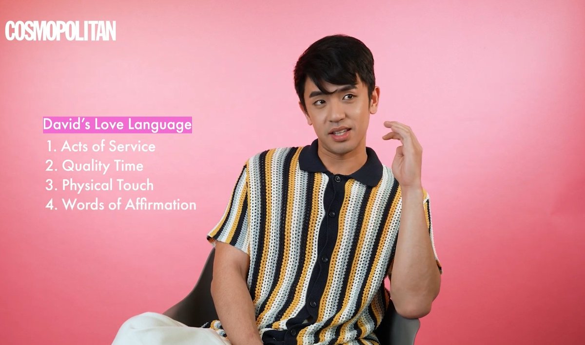 Inisa-isa mo pa talaga eh ano mukhang sinalo mo na nga yata lahat ng love language HAHAHAHAH IKAW NA DAVID.