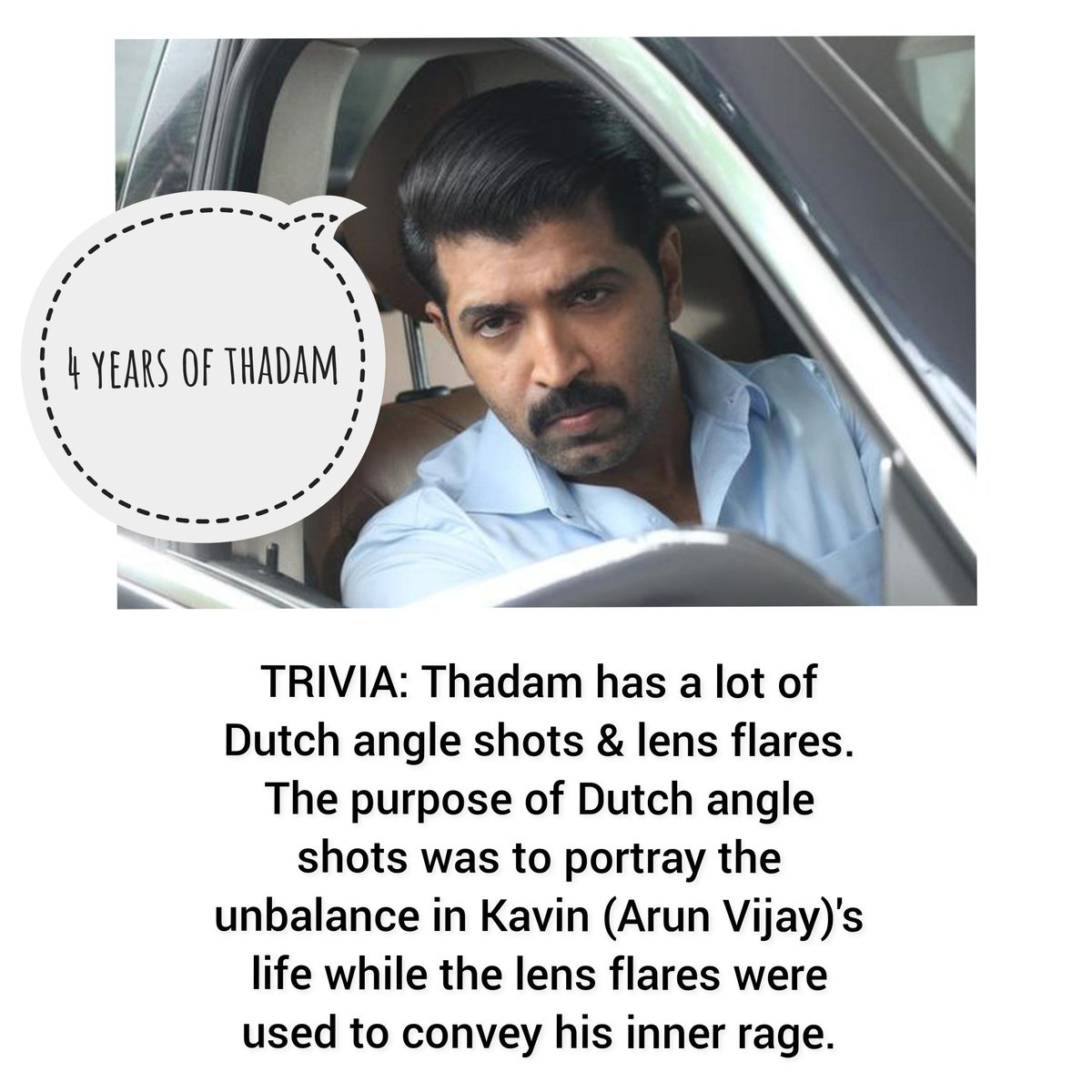 cutting_shots's tweet photo. While @arunvijay's 2019 Tamil hit crime thriller 'Thadam' clocks four years today, we bring you an interesting trivia about this film.

#thadam #4yearsofthadam #arunvijay #tamilcinema #cuttingshots https://t.co/GpiGhrjsBN