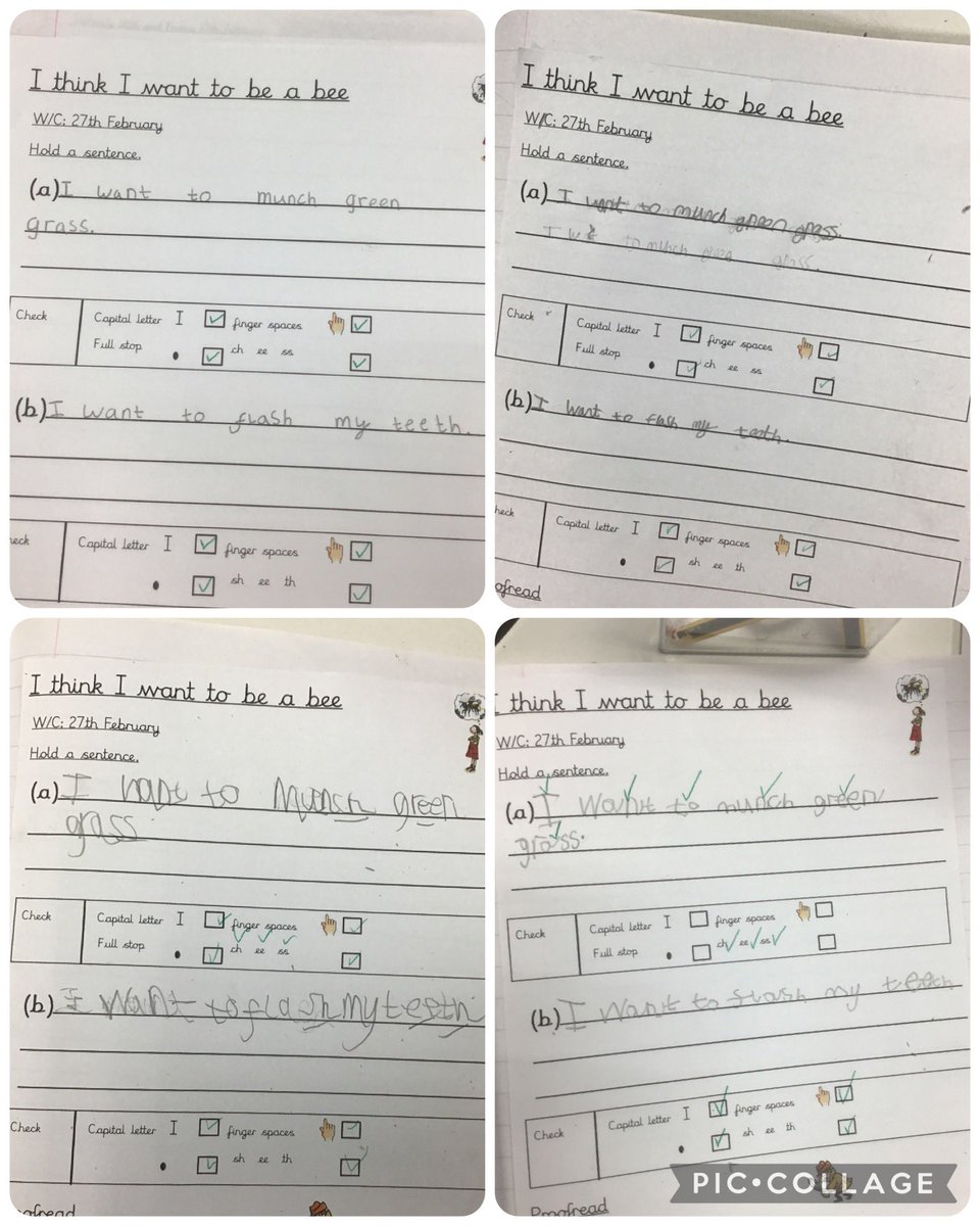 Our confidence is growing when holding a sentence in #ReadWriteInc 🥳 Look at our wonderful sentences, including capital letters, full stops, finger spaces and special friends! 🐸 🤩@MissBegumMPA #MoorsidePA #MoorsidePAEnglish #Phonics