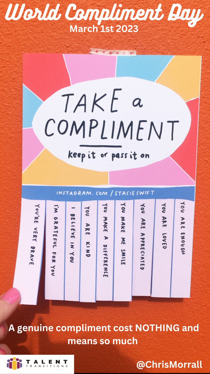 #GoodDay #HappyWednesday #Happy #March #Today is #WorldComplimentDay it was originated by Hans Poortvliet from the #Netherlands he wanted it to be “The Most Positive Day in The World”. Take time to make a #genuine #sincere #compliment it can be spoken word, a note, card or letter