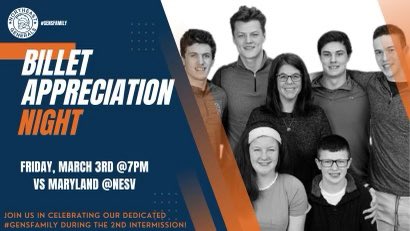 negenerals's tweet photo. This Friday is Billet Appreciation Night!
See you there!
#GensFamily https://t.co/4KKhYXSp0p