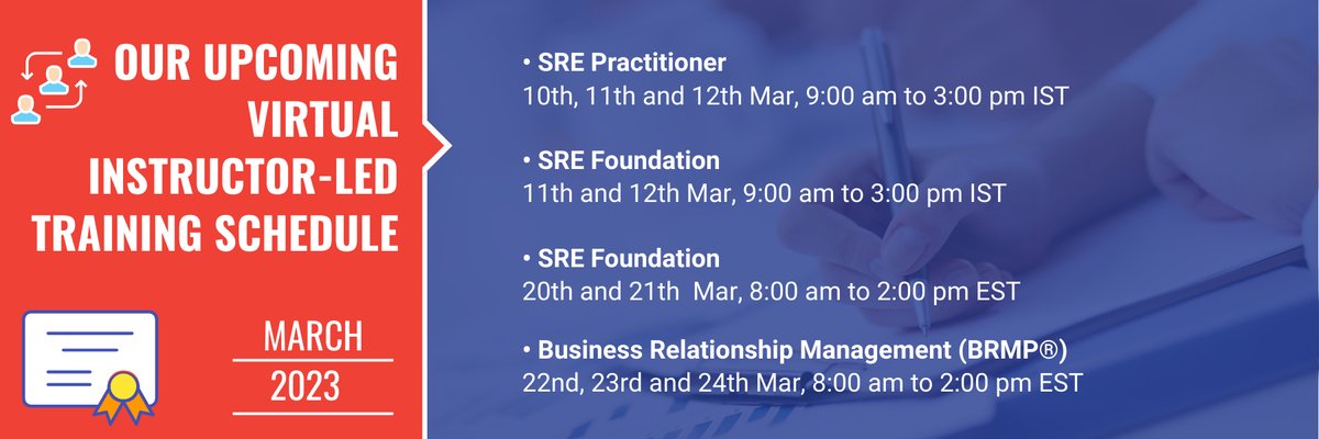 taubsoln's tweet image. Training details for March month.

#TaUBsolutions #SREPractitioner #SREFOundation #SRETraining #BRMP #DevOpsInstitute #BRMInstitute #SureshGP