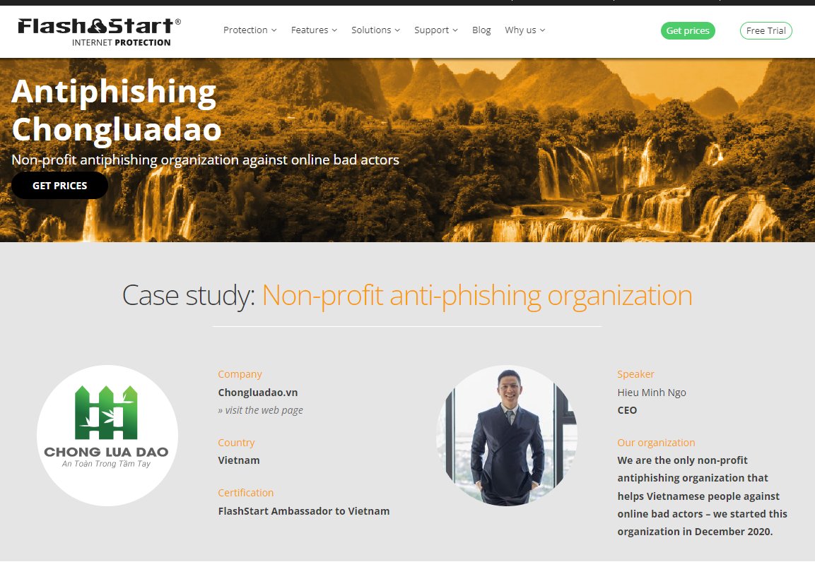 HHieupc's tweet image. Thank you FlashStart for being a great partner to our non-profit organization Chongluadao. FlashStart also integrated our Chongluadao&apos;s threat data to help Internet much a safer place.

#flashstart #cybersecurity #antiphishing
