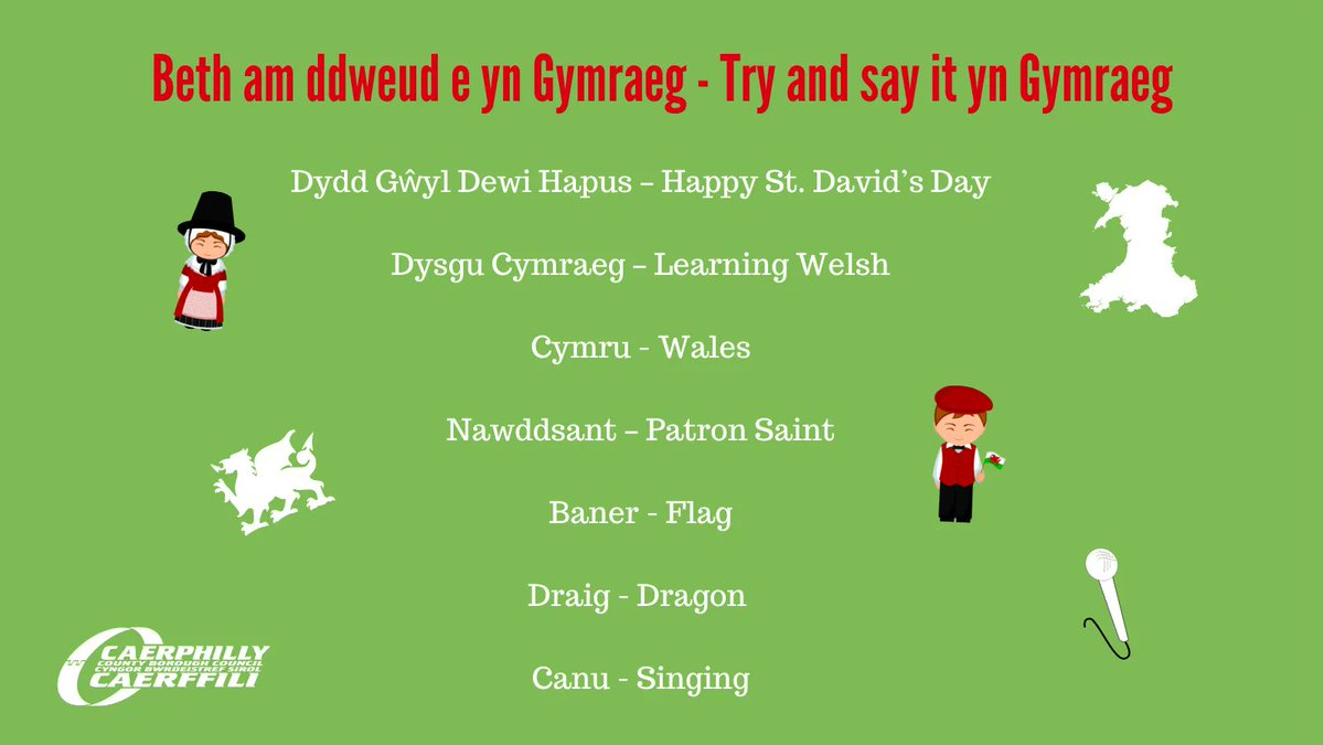 Dydd Gwyl Dewi Hapus!
Os ydych yn dathlu gyda thamaid o fara brith, yn gwisgo cennin pedr yn falch neu’n mynychu eisteddfodau, beth am rannu eich cariad at Gymru heddiw a cheisio’i ddweud yn Gymraeg?