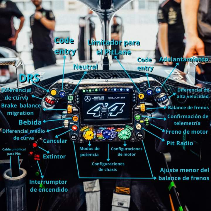 elmejordelresto's tweet photo. Vas a 340km/h y encima tenes que recordar todos esos comandos, pero para algunos es fácil manejar un F1 actualmente...

📸 @VelocidadalL 

#F1 #BahrainGP #MercedesAMGF1 https://t.co/j9bsfrxYRt