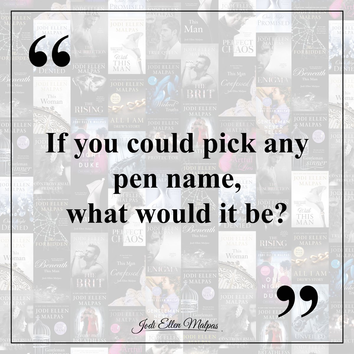 When I released This Man, I honestly didn't expect anyone to read it. Writing under a pen name just didn't occur to me. I could have had so much fun with that!