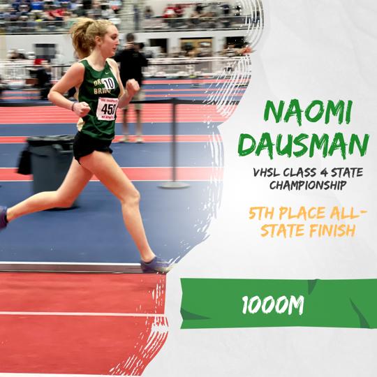 Congratulations Naomi Dausman! Her All State 5th Place finish and 3:03.48 PR ranks her #3 All Time in GBHS History. 🔰

(Based off Milestat All Time Records)