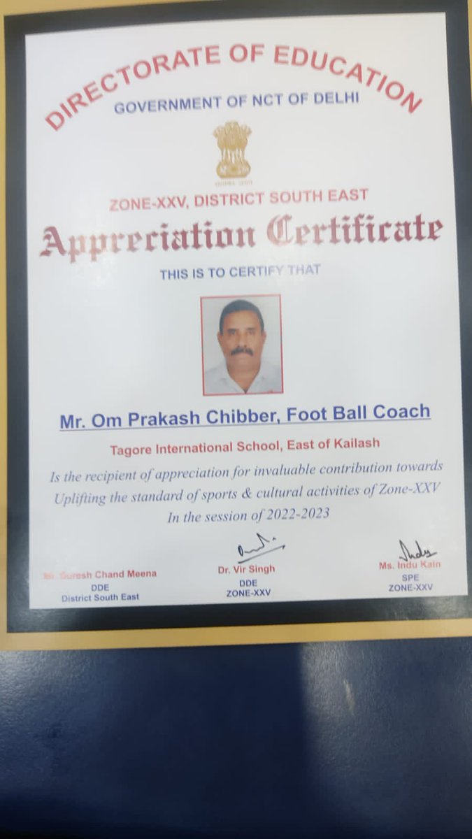 tagoreeok's tweet photo. Kudos to the Sports Stars of TIS EoK…………..
We are proud of Mr Vijay Gussain and Mr Chibber, who have been appreciated by the DDE for their invaluable contribution towards uplifting the standard of sports and cultural activities Delhi Zone XXV! Congratulations!!!! https://t.co/2uMAPmMyHX