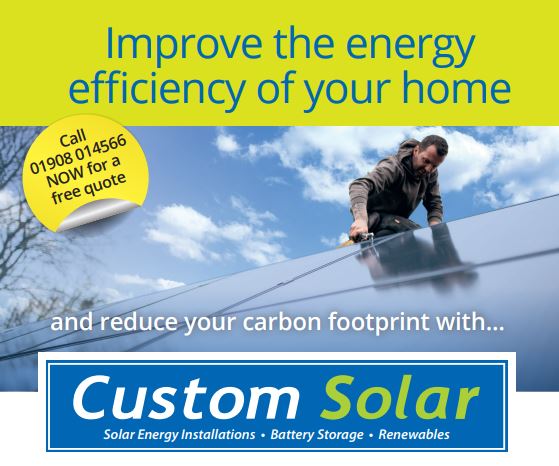 CustomSolarMK's tweet photo. Custom Solar MK, part of the Custom Glaze MK group which has been  installing energy efficient home improvement products for 42 years is now offering solar panel and battery storage installations within a 30 mile radius of Milton Keynes. Call today for a free quote on 01908014566 https://t.co/DtyVRndFJ5