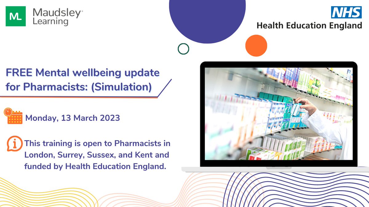 maudsleylearn's tweet image. Calling #pharmacists! A FREE one-day, simulation-based course focusing on promoting mental health and wellbeing in patients. #maudsleylearning #mentalhealth

Book for FREE here: maudsleylearning.com/courses/mental…