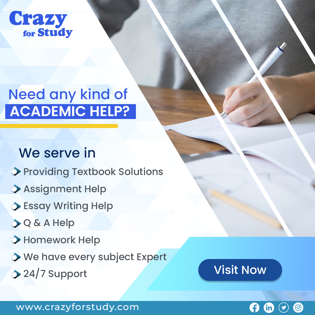 CrazyForStudy1's tweet image. Say Goodbye to Academic Stress with CrazyForStudy!
.
.
Visit Now - crazyforstudy.com
.
.
.
#assignment #assignmenthelp #academy #academic #textbook #TextBookSolutions #textbooks #homework #academichelp #students #studenthelp #wednesdaymotivation #goodwednesday #WelcomeHome