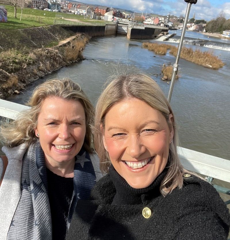 DevonSocialCare's tweet photo. Our own Andrea & Harriet got together yesterday for a quick catch-up on recruitment & retention in Children's Social Work; whilst making the most of the lovely Devon weather, strolling by the River Exe. What a great way to work & get your steps in! #wellbeing #WorkingForDevon https://t.co/XIA9ueD5RZ