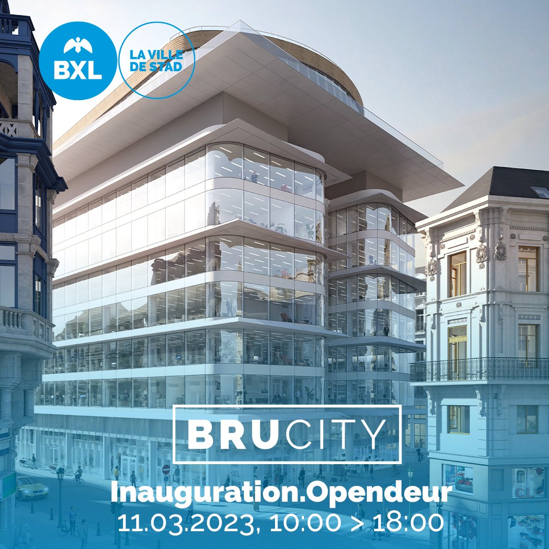 Kom het Brucity-gebouw ontdekken tijdens de feestelijke opening op zaterdag 11 maart. Op het programma: voorstelling van de kunstwerken, de nieuwe loketten en de nieuwe raadzaal. ℹ️brussel.be/inhuldiging-ad…